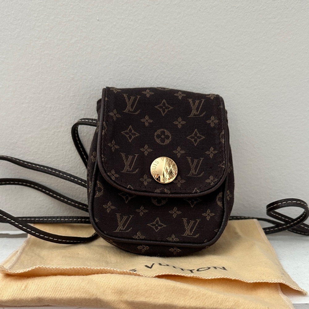 Louis Vuitton Monogram Mini Bag in Brown with Gold Button